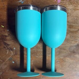 Aqua Stainless Steel Wine Glass Set